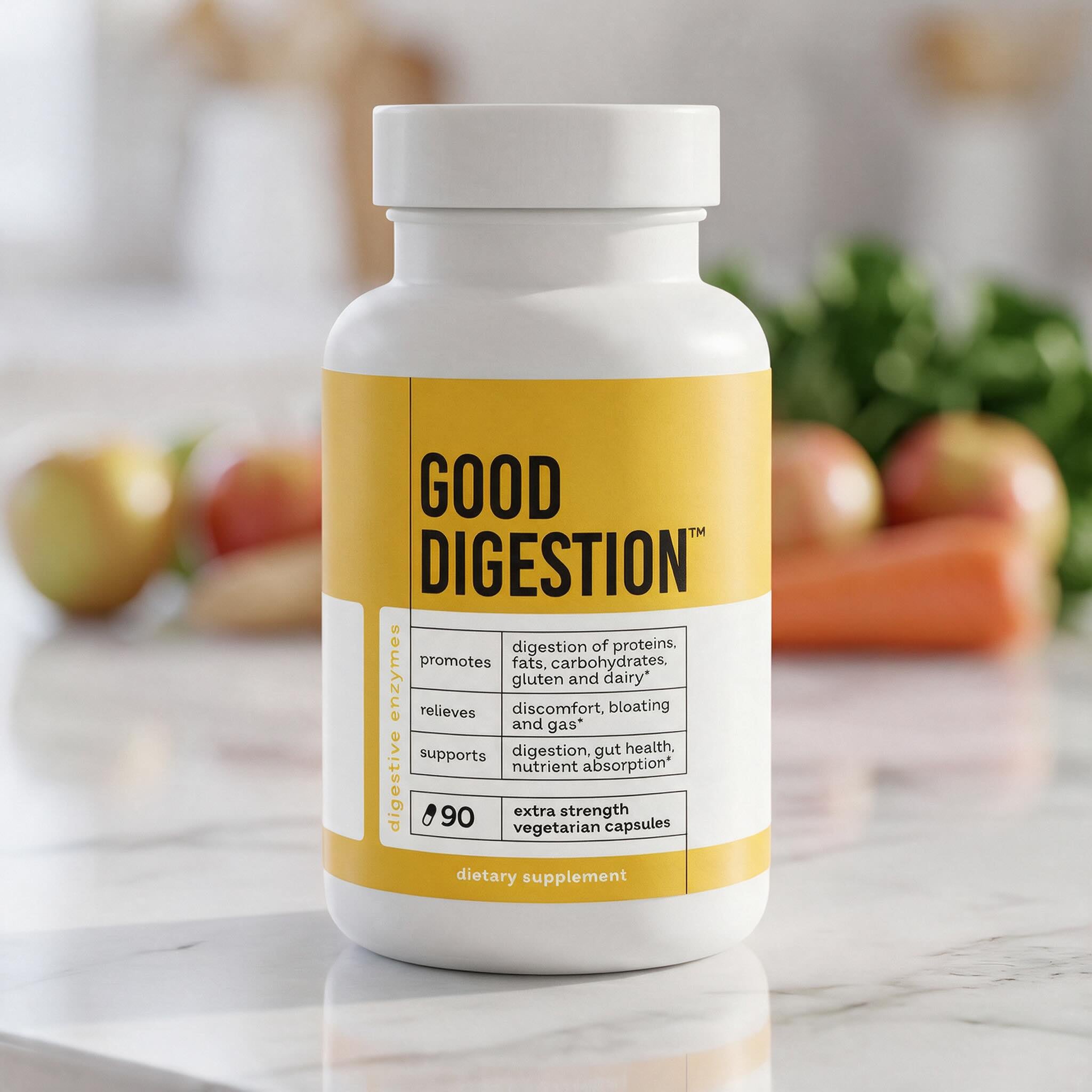 Good Digestion bottle, 90 extra strength digestive enzyme capsules